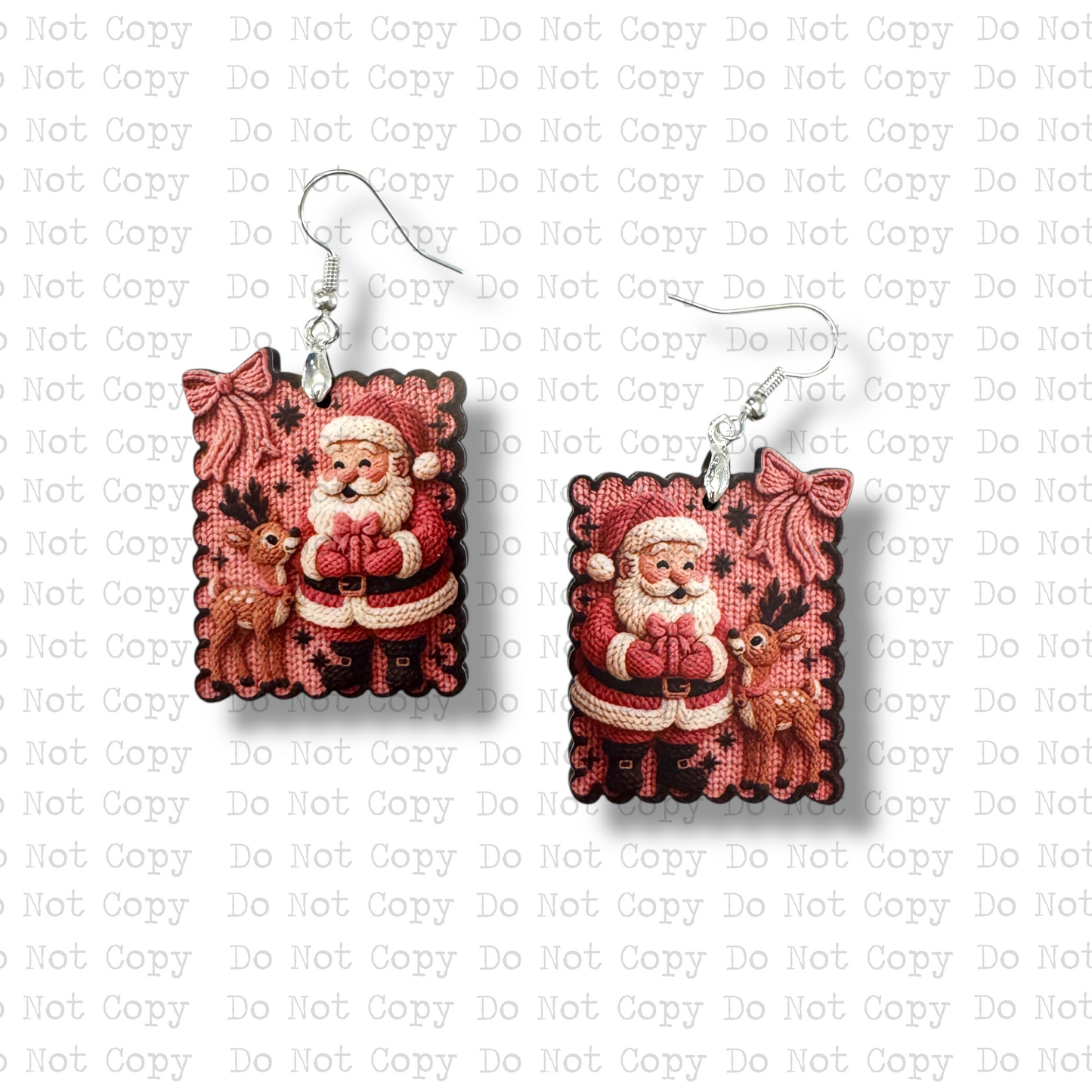 Santa and Reindeer Yarn Earrings