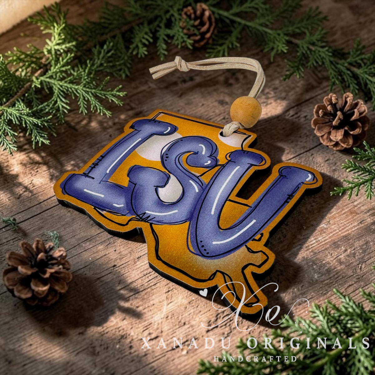 Louisiana Tigers State Silhouette Wood Ornament - Whimsical Southern Collegiate Gift
