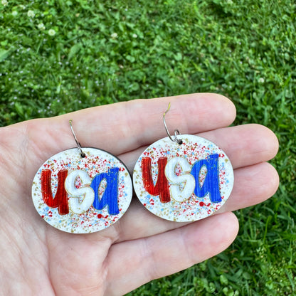 USA Oval Dangle Earrings