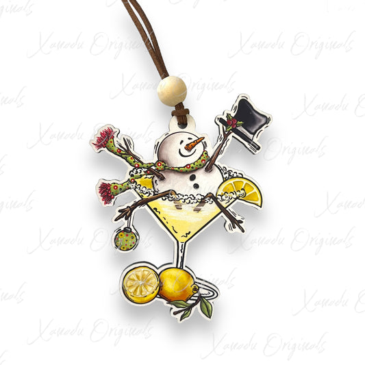 Lemon Drop Martini Snowman Ornament