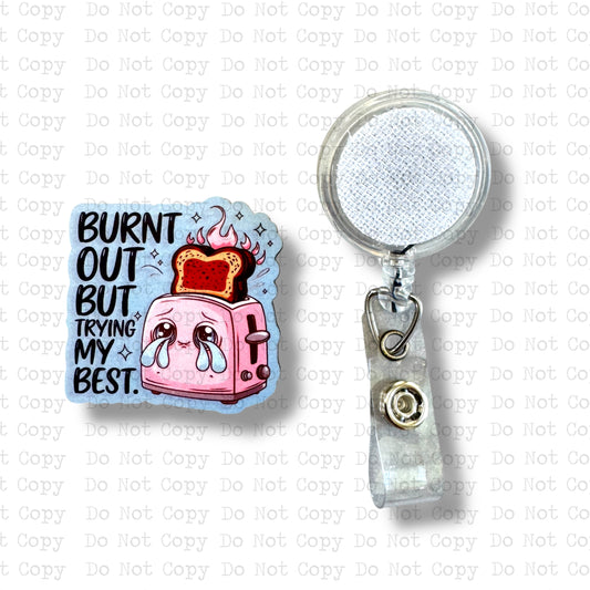 Burnt Out Interchangeable Badge Button with Reel Option