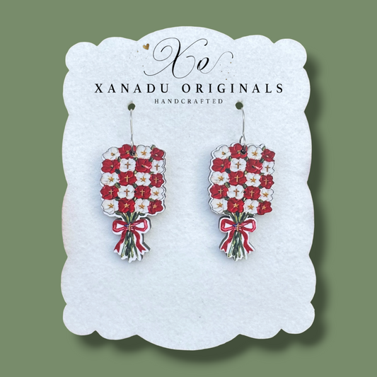 Poppies Floral Bouquet Dangle Earrings