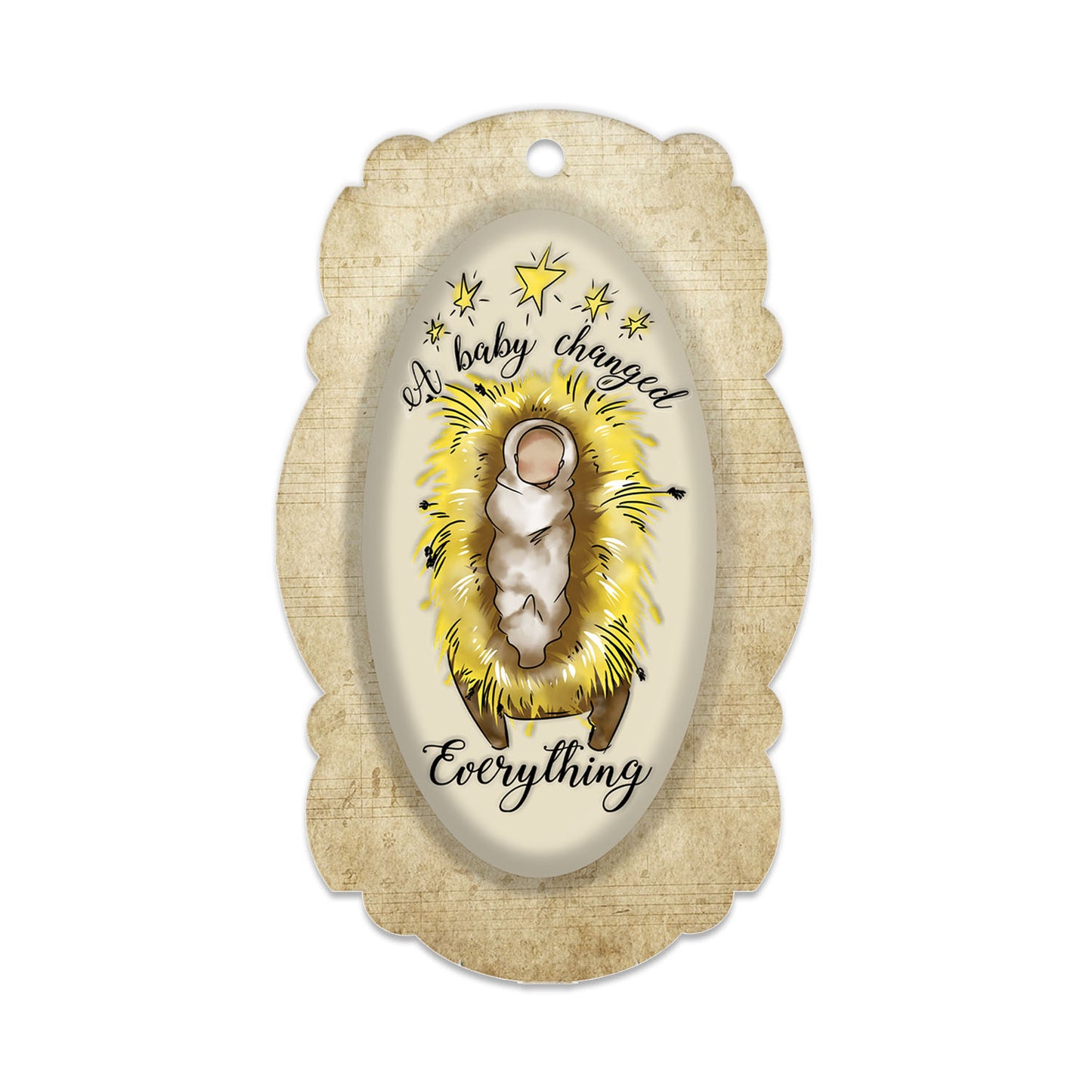 A Baby Changed Everything Ornament, Traditional Holiday Tree Decor, Whimsical Hand-Painted Style Keepsake