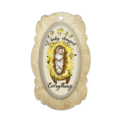 A Baby Changed Everything Ornament, Traditional Holiday Tree Decor, Whimsical Hand-Painted Style Keepsake