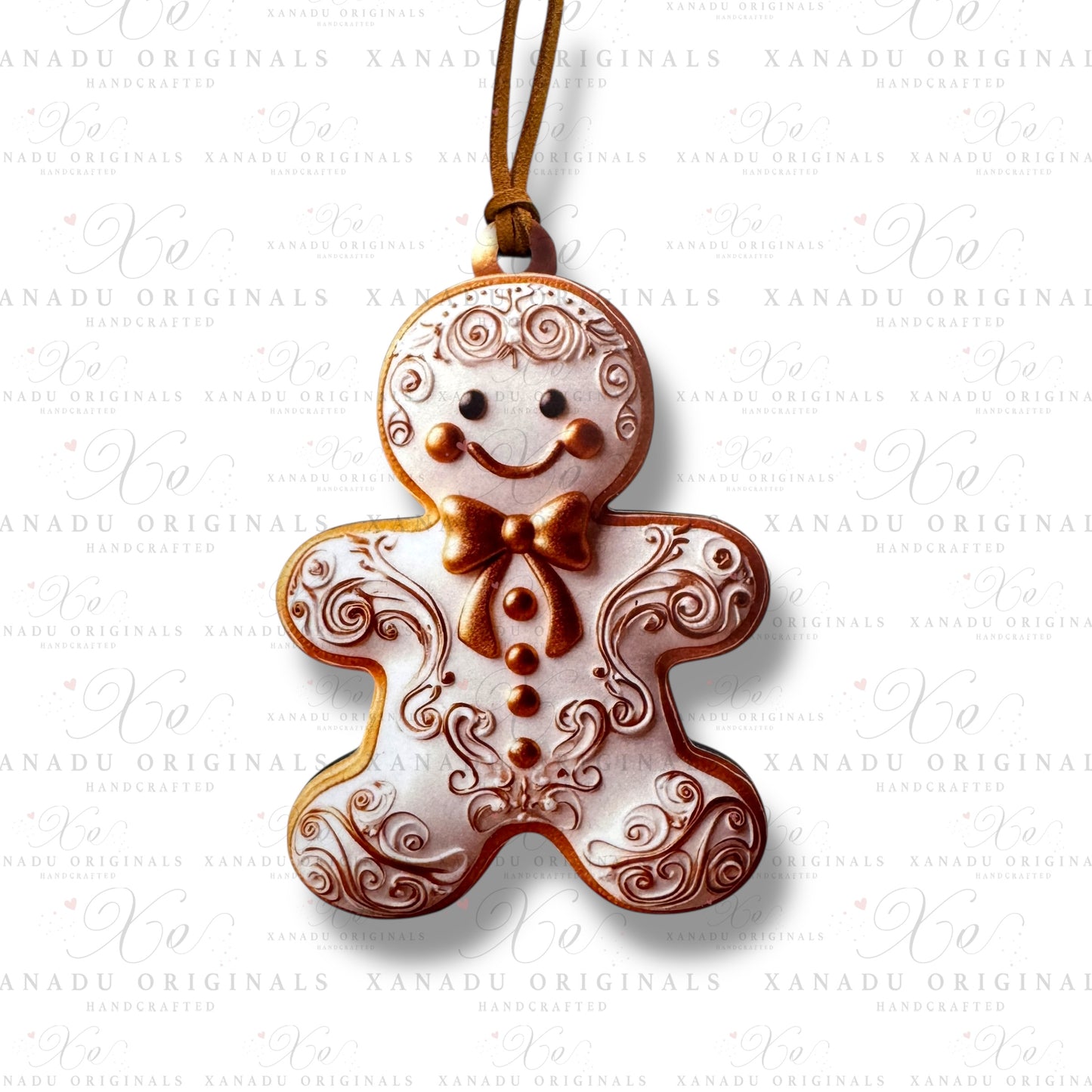 Gold and White Gingerbread Christmas Ornament