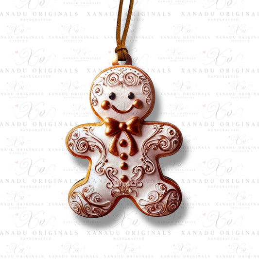 Gold and White Gingerbread Christmas Ornament