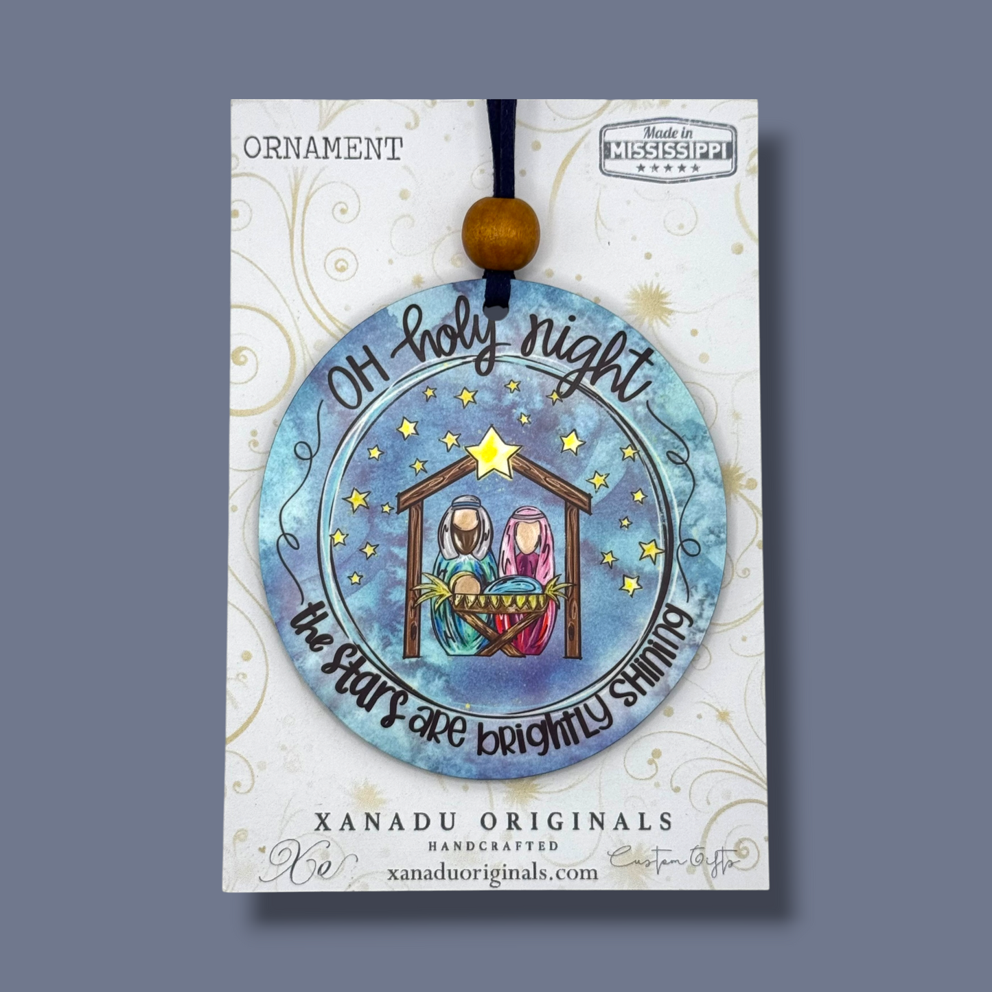 Oh Holy Night Nativity Ornament, Traditional Holiday Tree Decor, Whimsical Hand-Painted Style Keepsake