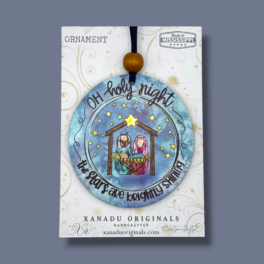 Oh Holy Night Nativity Ornament, Traditional Holiday Tree Decor, Whimsical Hand-Painted Style Keepsake
