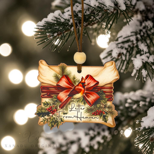 Letter From Heaven Cardinal Ornament, Traditional Holiday Tree Decor, Vintage Memorial Style Keepsake