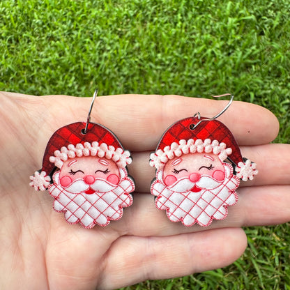 Patchwork Santa Earrings