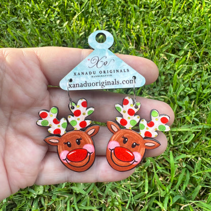 Glittery Reindeer Earrings