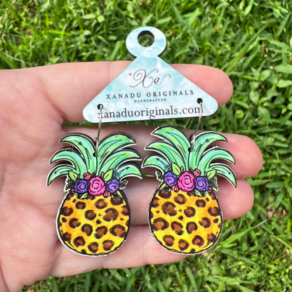 Leopard Pineapple Earrings