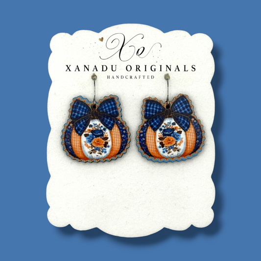 Preppy Floral Pumpkin Earrings