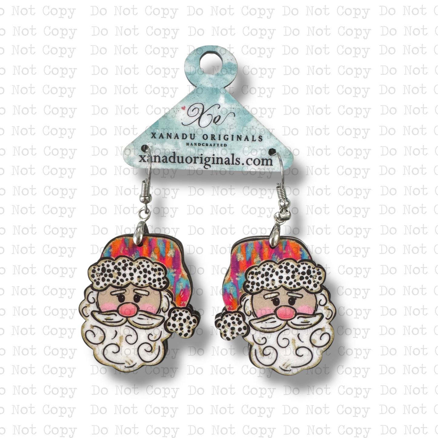 Colorful Preppy Santa Earrings
