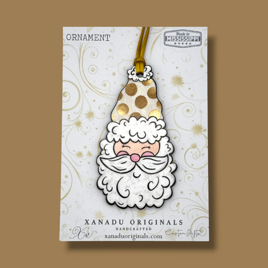 Gold Polkadot Santa Christmas Ornament