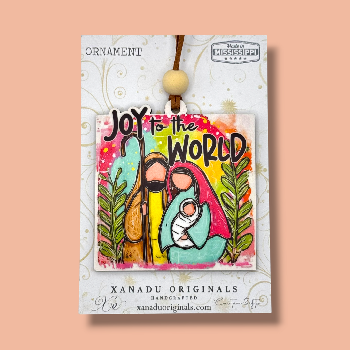 Joy To The World Neon Christmas Ornament