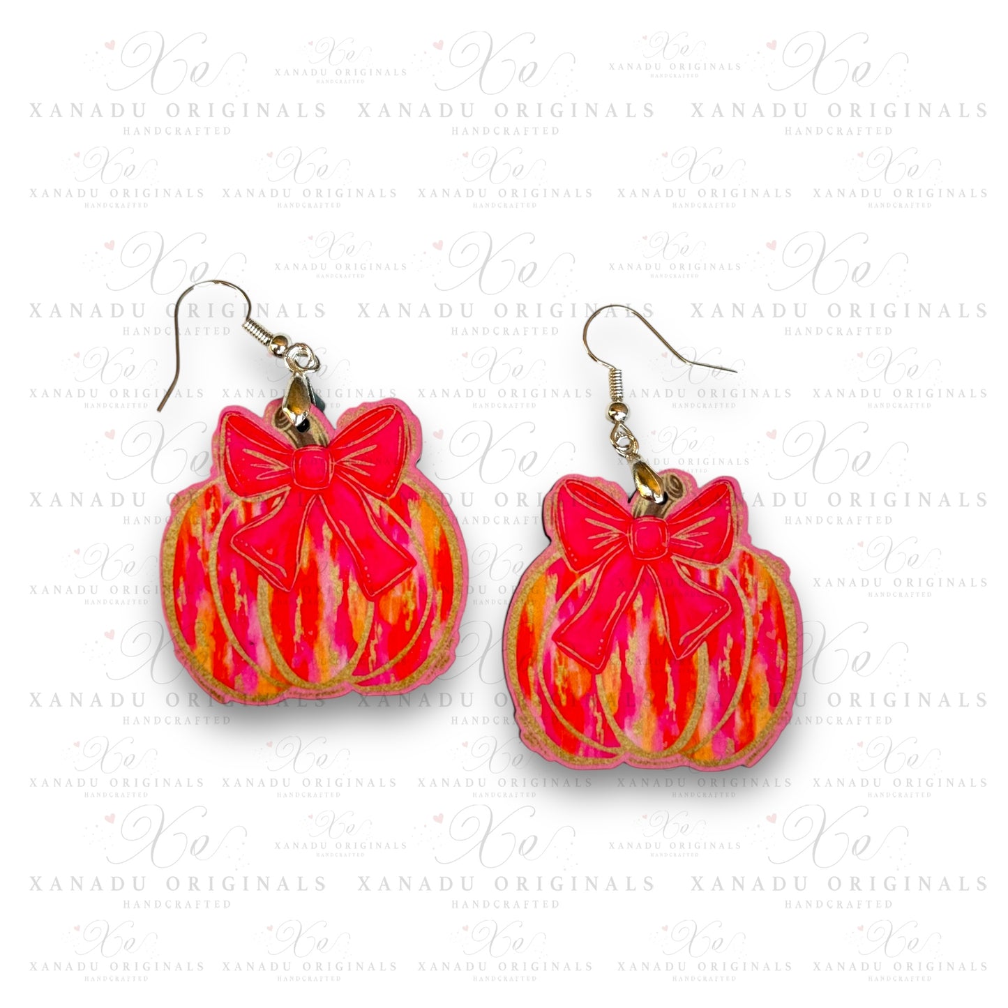 Pink and Orange Pumpkin Earrings