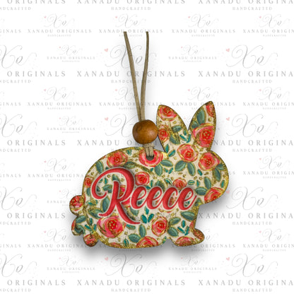 Floral Bunny Easter Basket Tag | Personalized