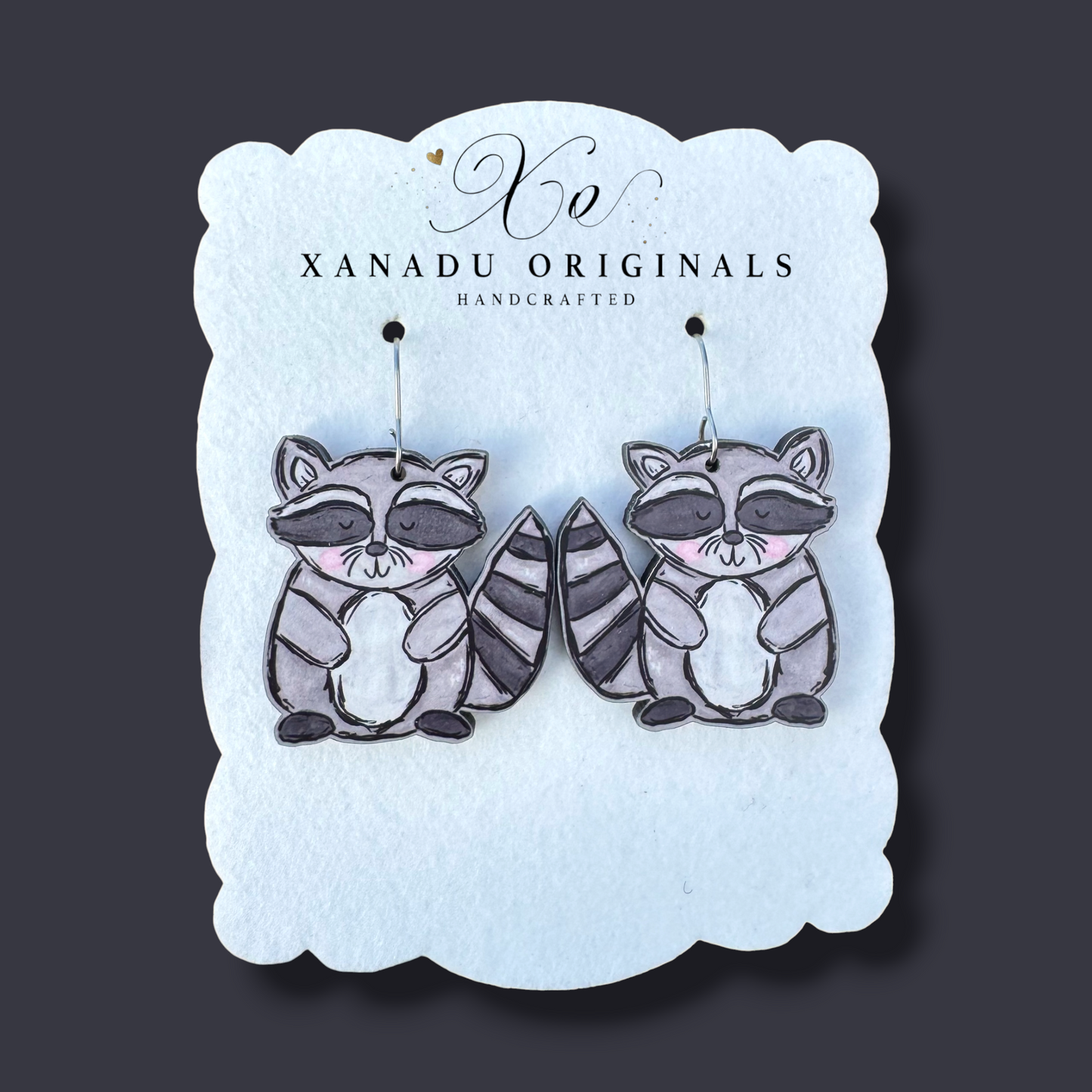 Bashful Raccoon Earrings