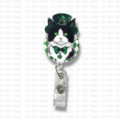 Lucky Black Cat Interchangeable Badge Button with Reel Option