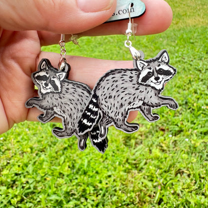 Artisanal Raccoon Dangle Earrings