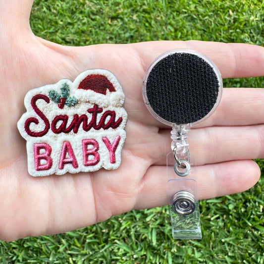 Santa Baby Yarn Interchangeable Badge Button with Reel Option