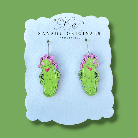 Lipstick Pickle Dangle Earrings