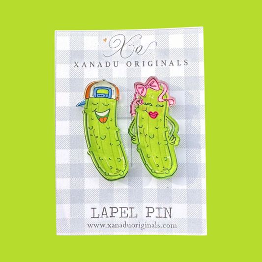 Boy and Girl Pickle Lapel Pins