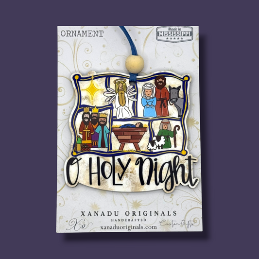 O Holy Night Nativity Story Ornament, Traditional Holiday Tree Decor, Whimsical Hand-Painted Style Keepsake