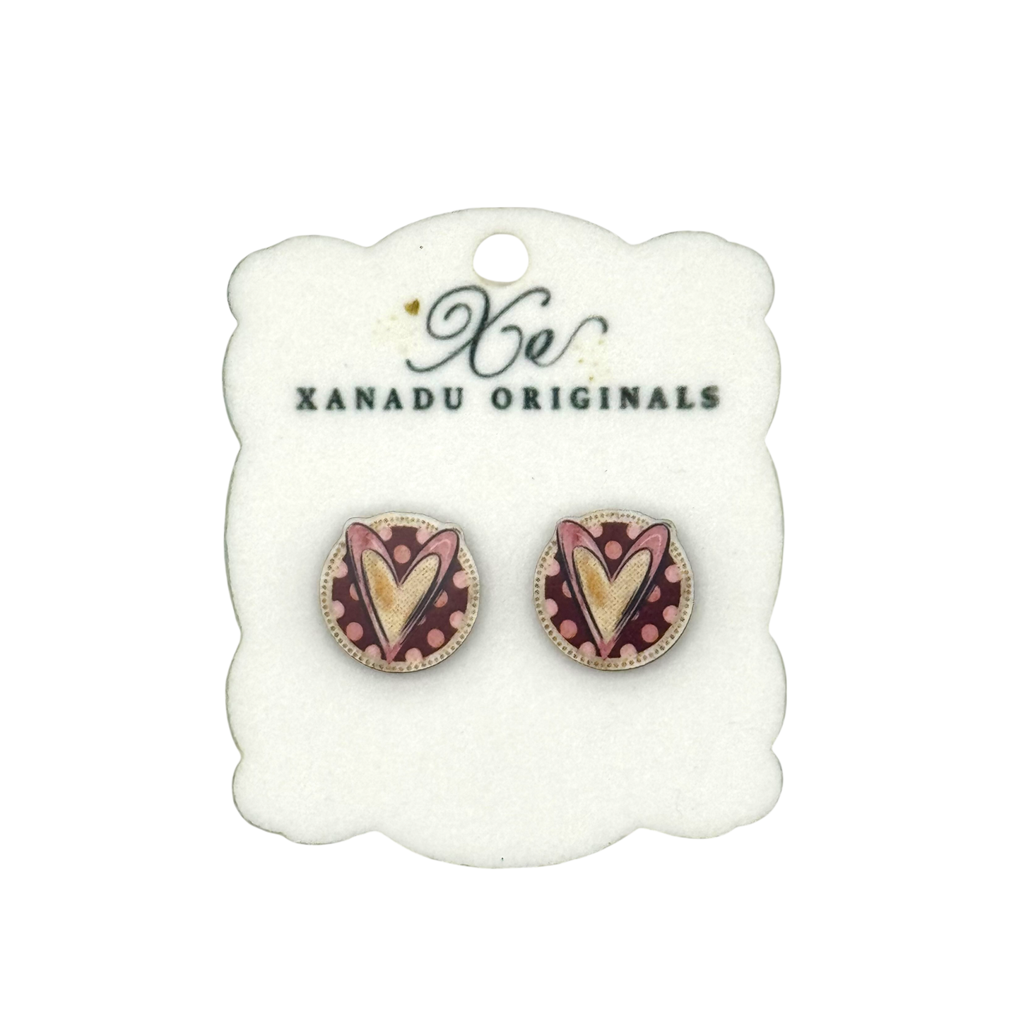 STUD Polka Dot Heart With Post