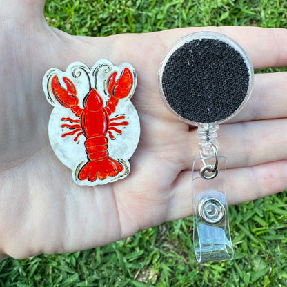 Crawfish Interchangeable Badge Button with Reel Option