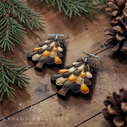 Leopard Patchwork Christmas Tree Earrings