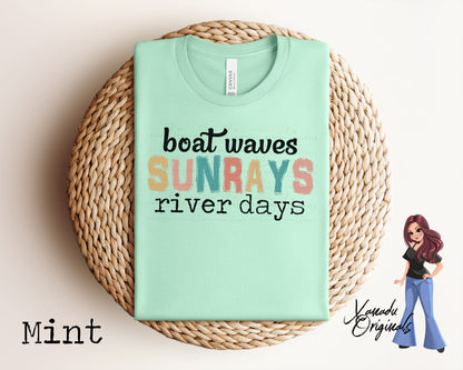 Boat Waves Sunrays River Days T-Shirt