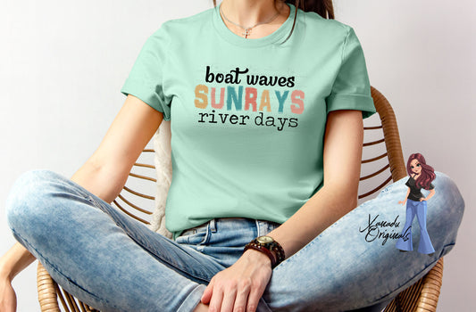 Boat Waves Sunrays River Days T-Shirt