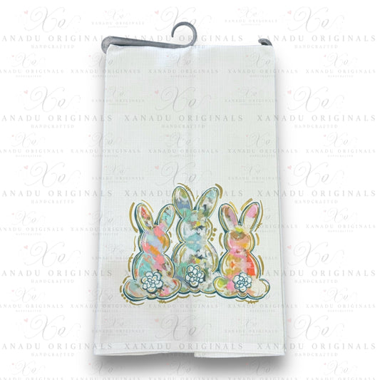 Linen Soft Color Trio Bunnies Tea Towel