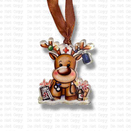 Reindeer Nurse Mini Ornament