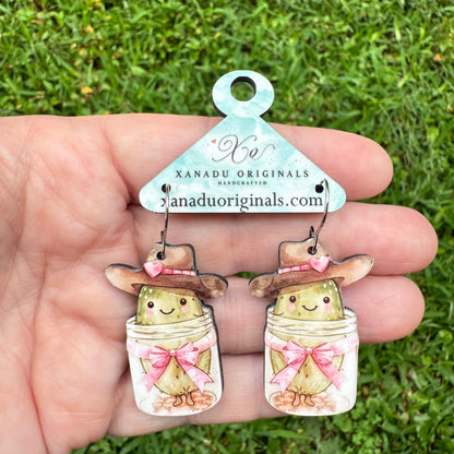 Cowgirl Jar Pickle Earrings