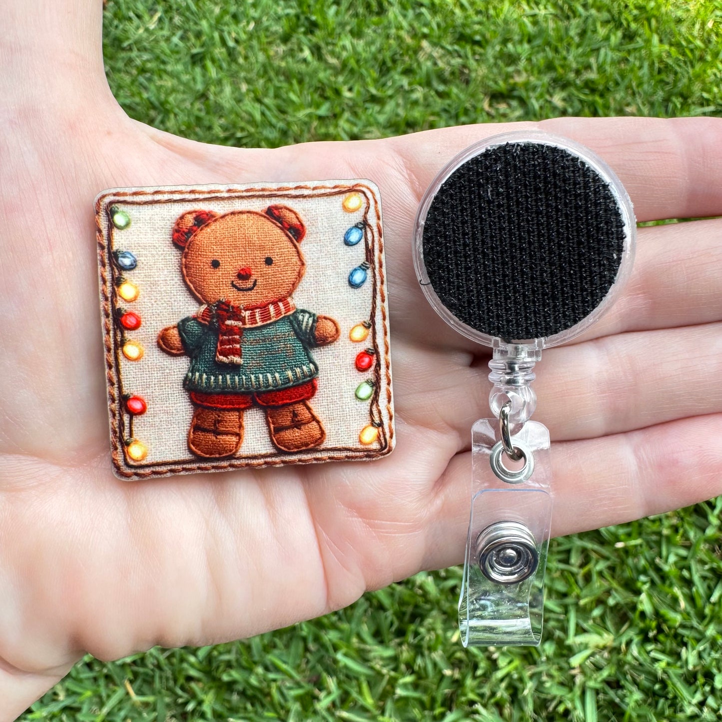 Bear Tapestry Interchangeable Badge Button with Reel Option