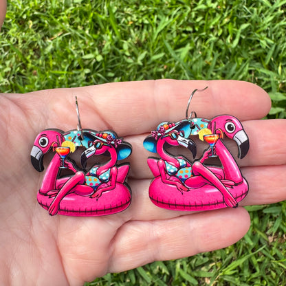 Floating Flamingo Earrings
