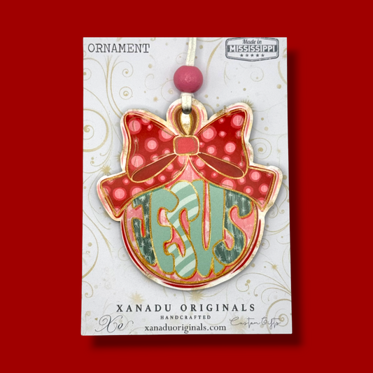 Jesus Bubble Letter Bauble Christmas Ornament, Traditional Holiday Tree Decor, Christian Faith Keepsake