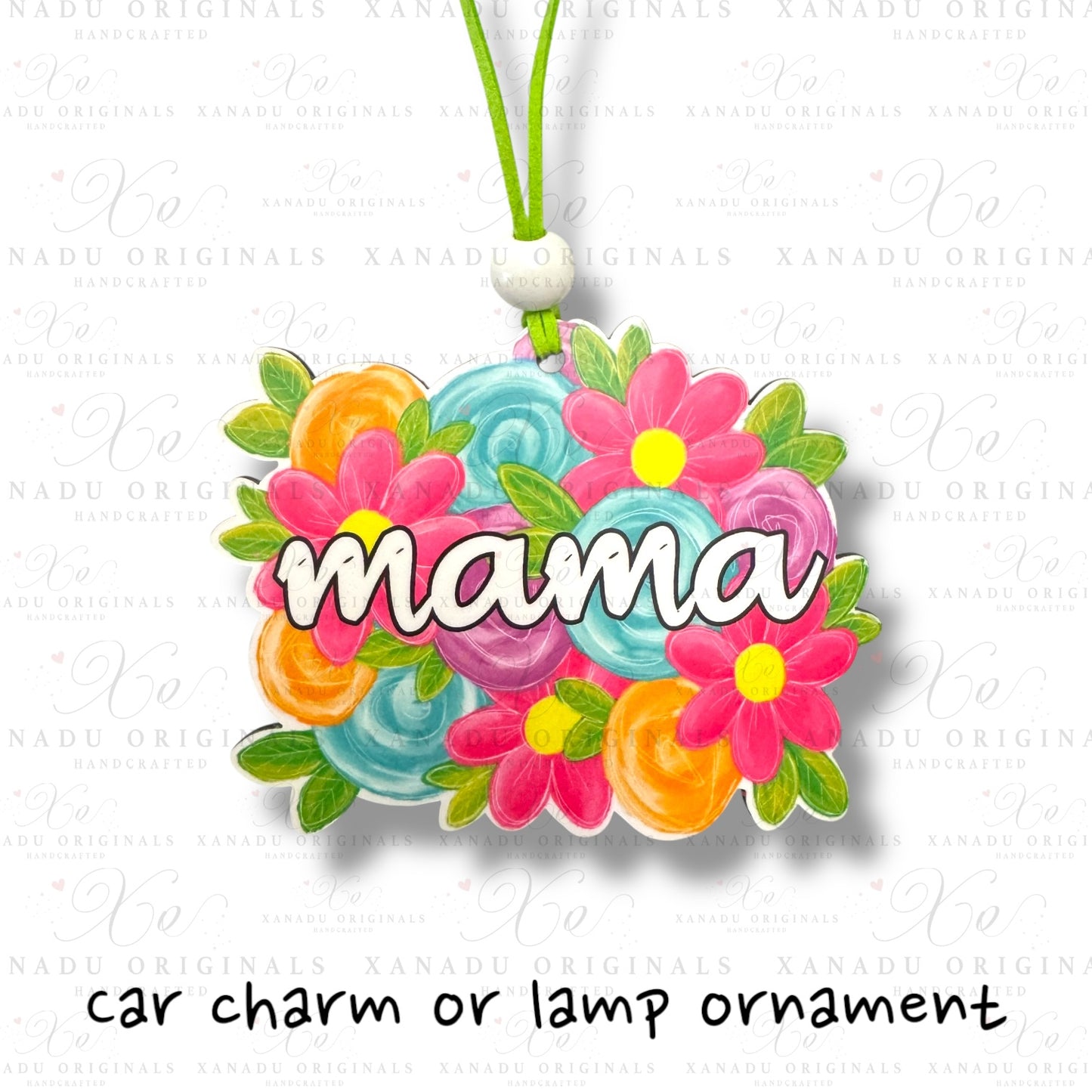 Mama Bright Floral MDF Car Charm