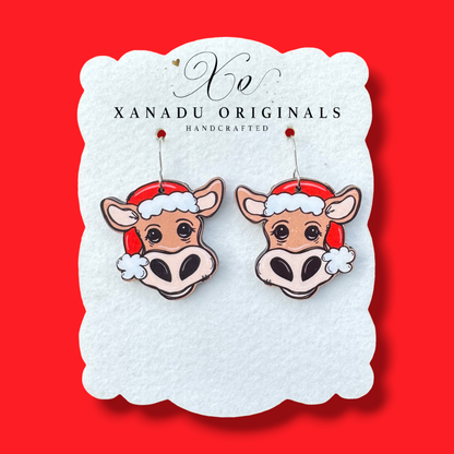 Santa Cow Earrings