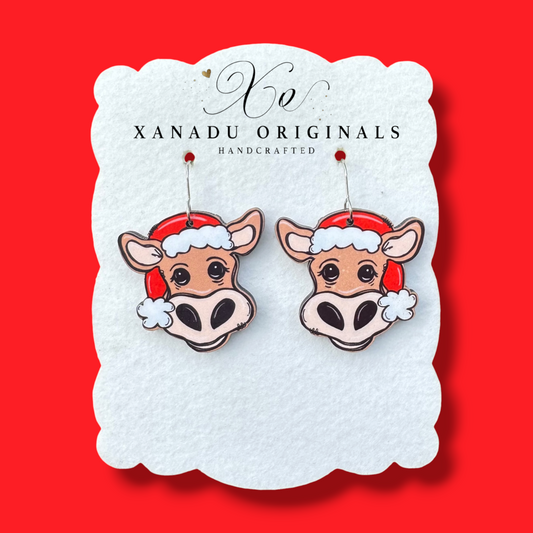Santa Cow Earrings