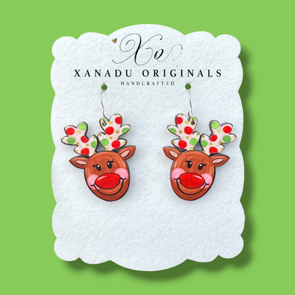 Glittery Reindeer Earrings