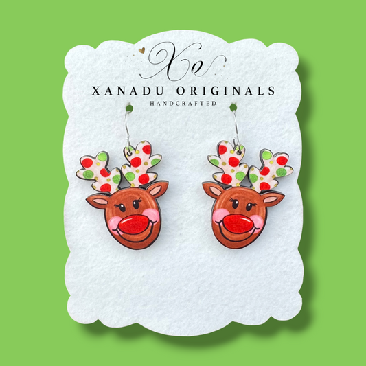 Glittery Reindeer Earrings