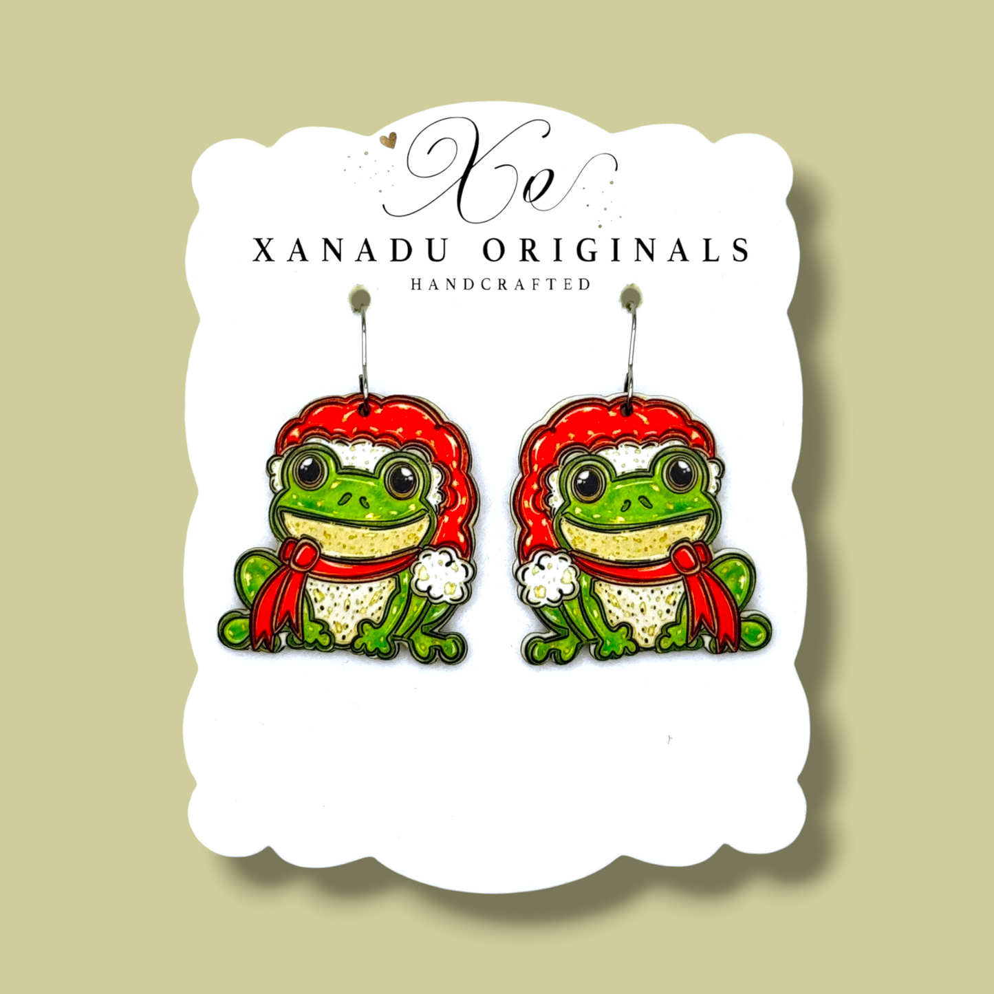 Christmas Frog Dangle Earrings