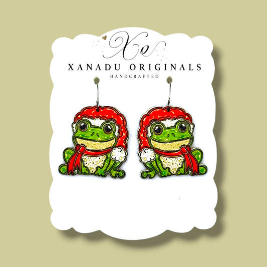 Christmas Frog Dangle Earrings