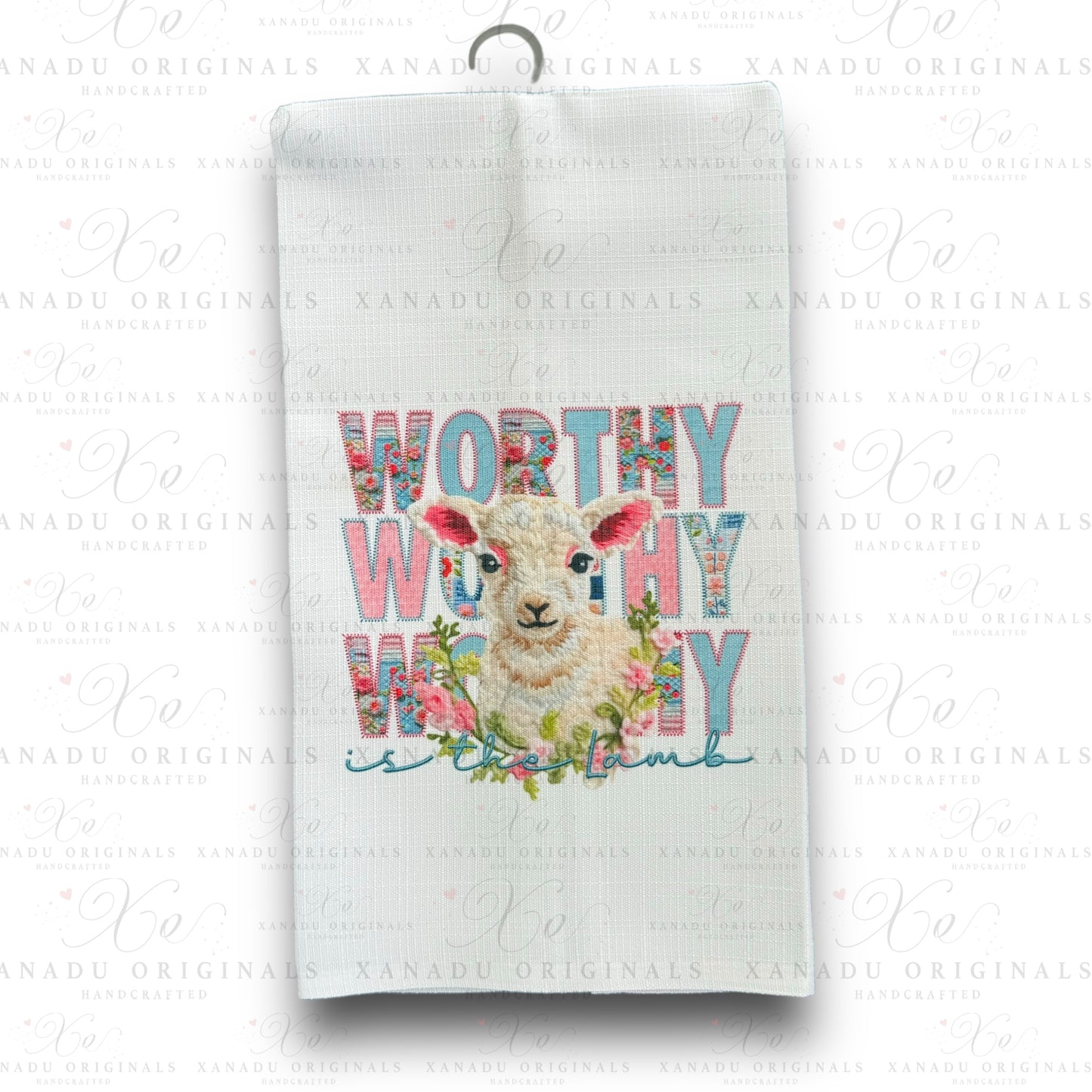 Linen Worthy Is The Lamb Tea Towel