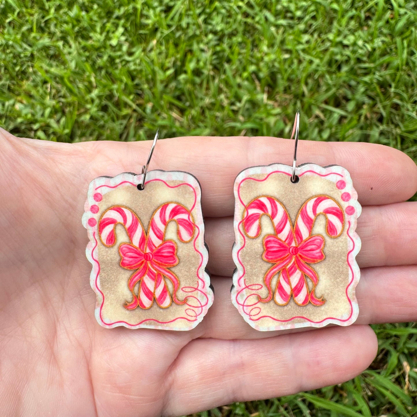 Brushstroke Candy Cane Earrings