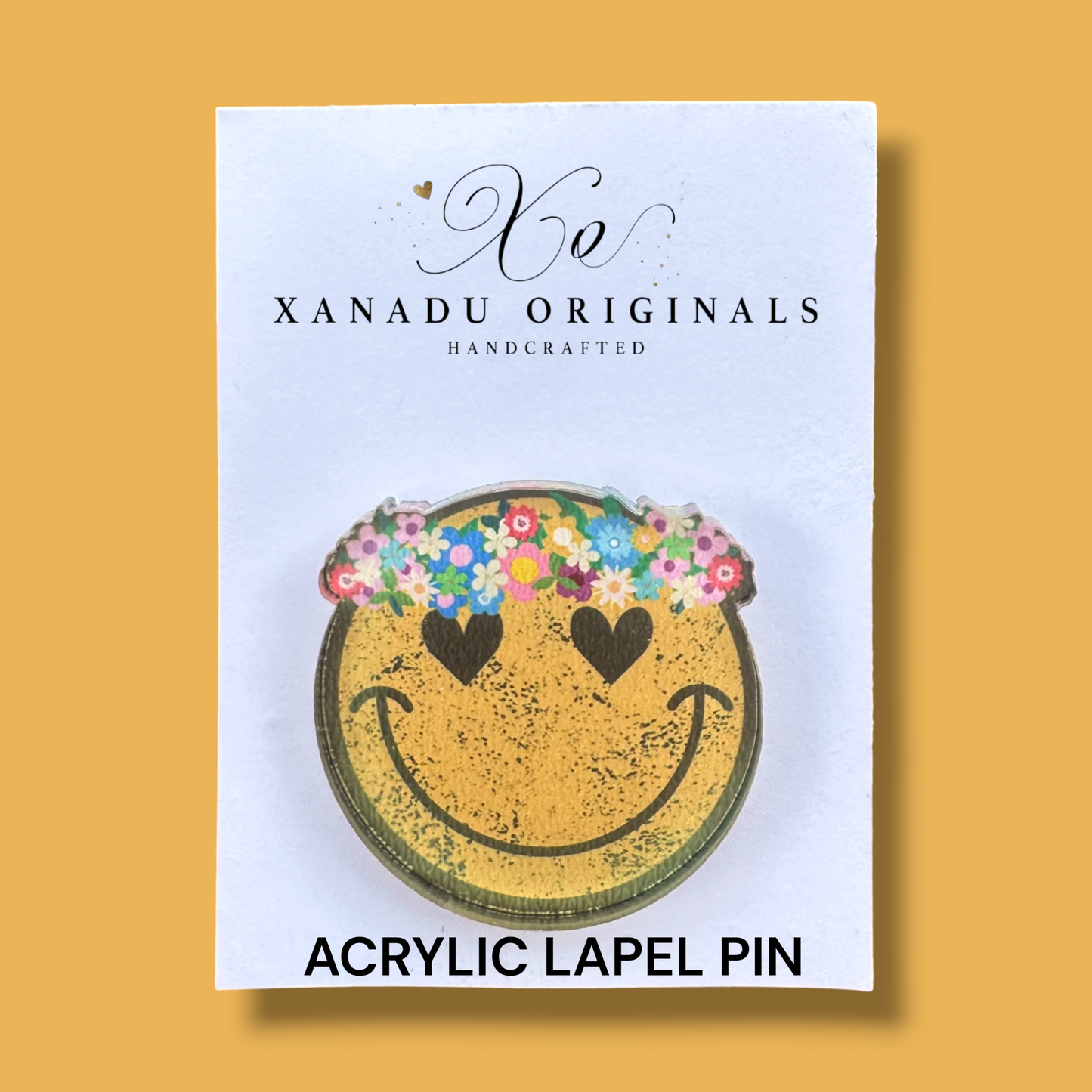 Flower Child Smiley Lapel Pin
